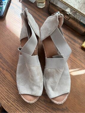 gentle souls Suede Espadrille Wedges in Light Taupe
